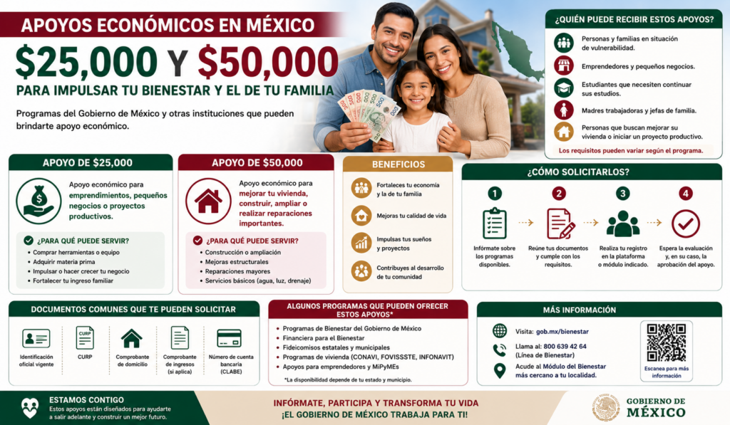 Apoyo de 25 mil y 50 mil pesos